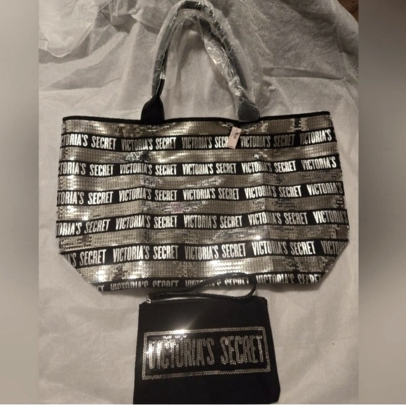 Victoria's Secret Black and Silver Tote Bag - Picture 2 of 5